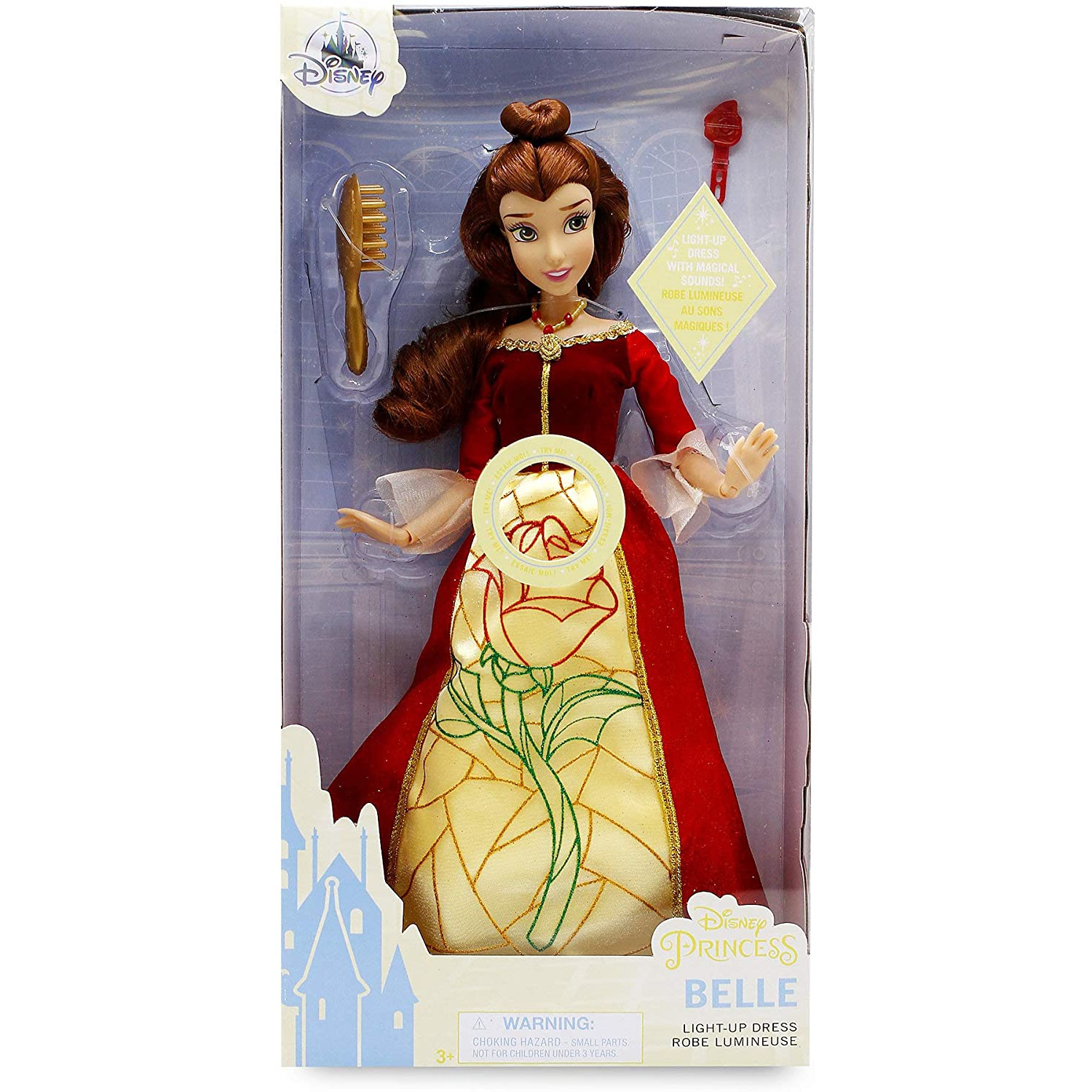 Belle prémium baba világító ruhával Disney hercegnő Szépség és a szörnyeteg