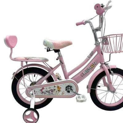 Kontrafékes Gyermek Kislány Rózsaszín Bicikli Kerékpár Kis Kosárral és Hátsó Üléssel 12"