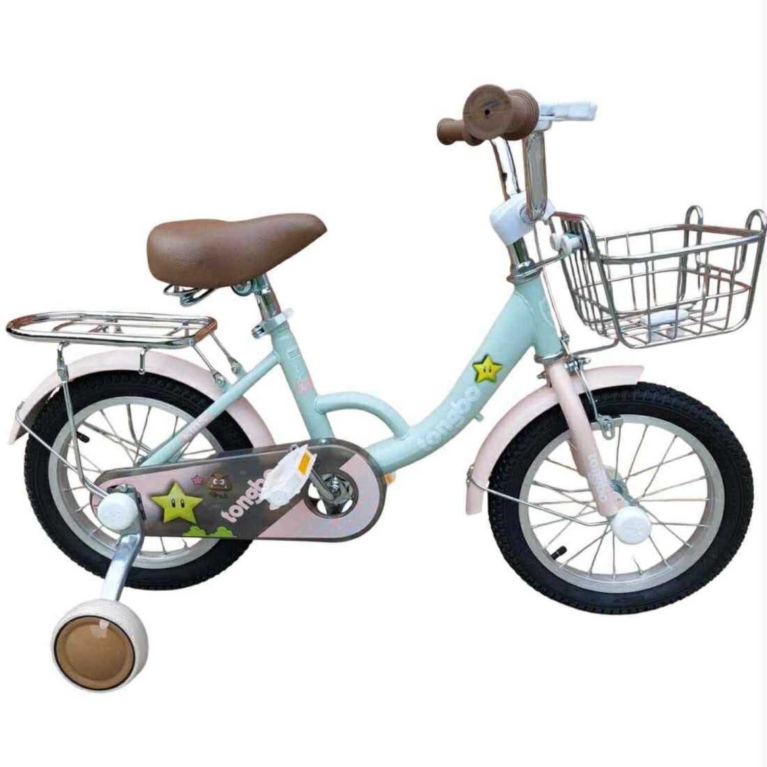 Kontrafékes Pasztell Kislány Bicikli Kerékpár Csomagtartóval és Kosárral